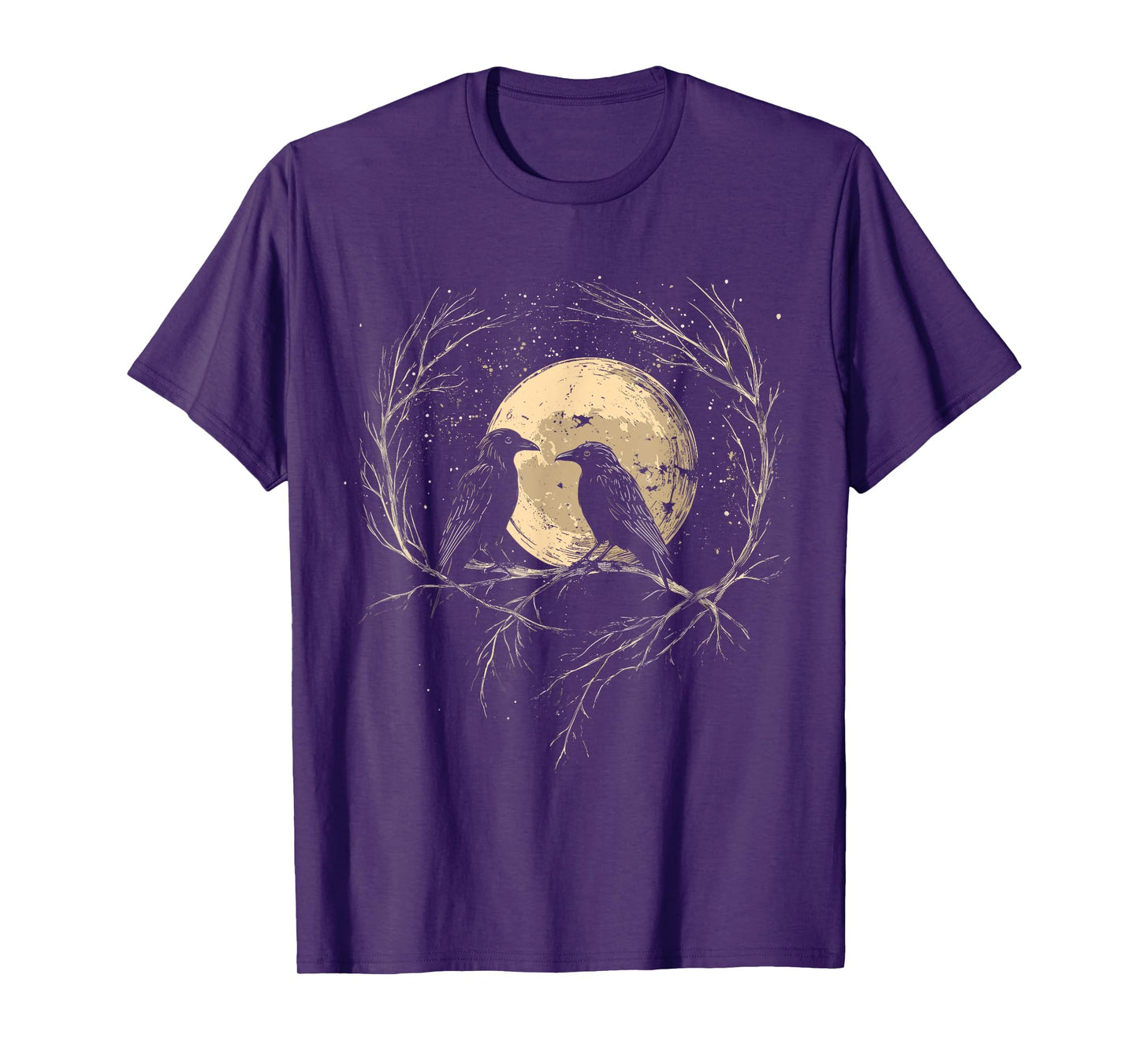 Retro Celestial Crows, Bird And Moon Aesthetic T-Shirt