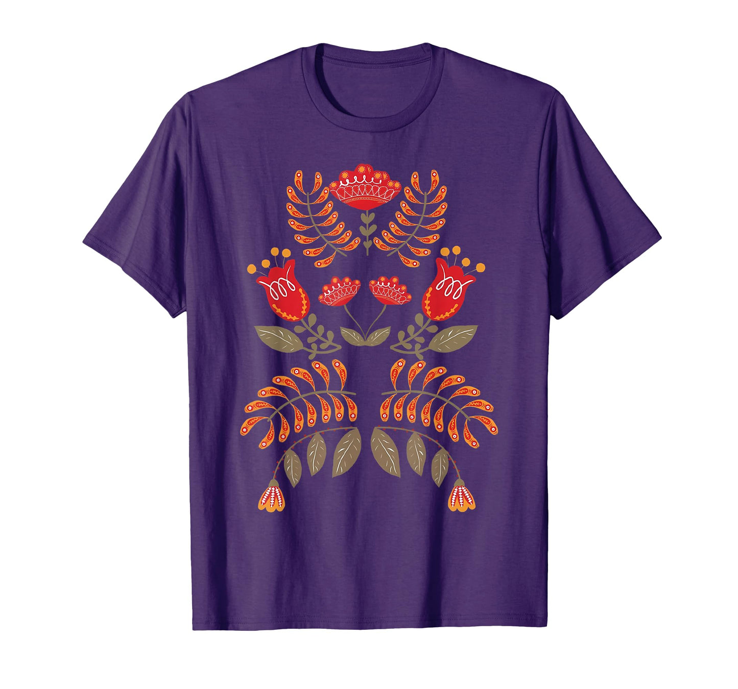 Vintage Flower Scandinavian Folk Art Botanical Mystical T-Shirt