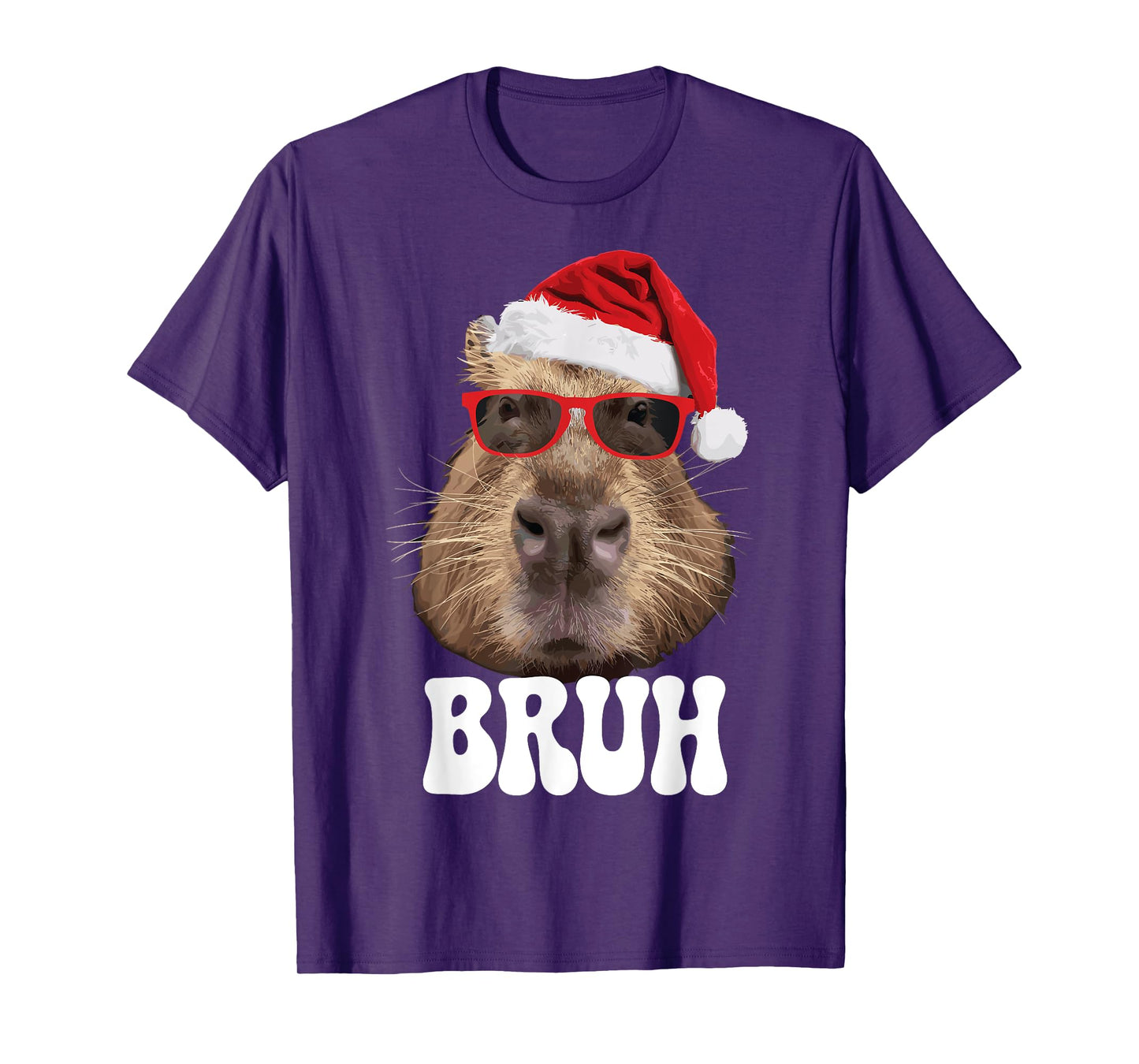 Bruh Capybara Funny Santa Hat Christmas Season Capybara T-Shirt