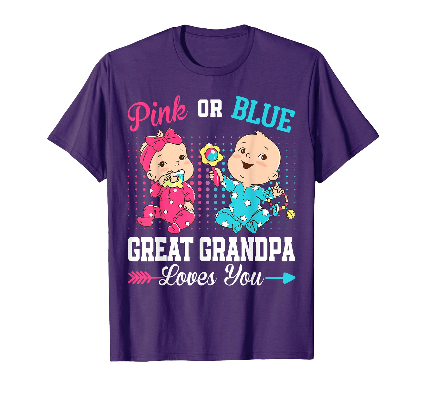Pink Or Blue Great Grandpa Loves You Gender Reveal Party T-Shirt