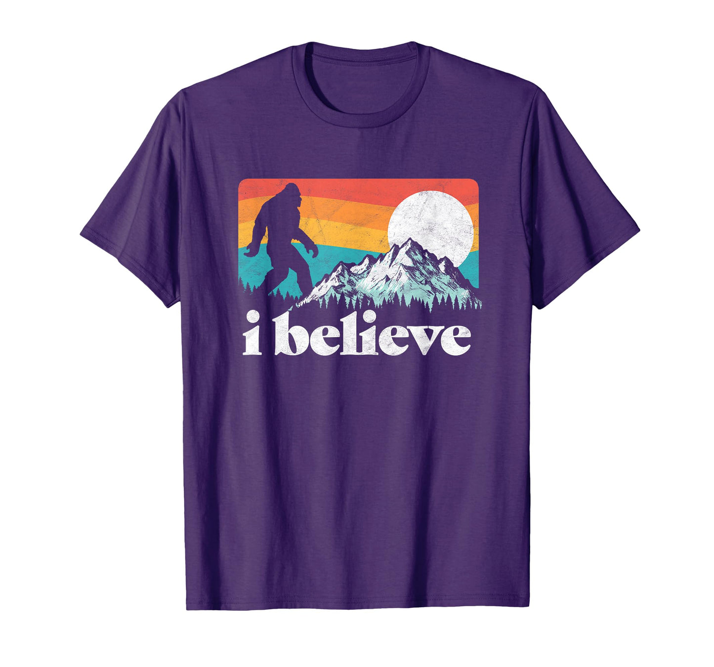 I Believe! Funny Retro Bigfoot Mountains T-Shirt