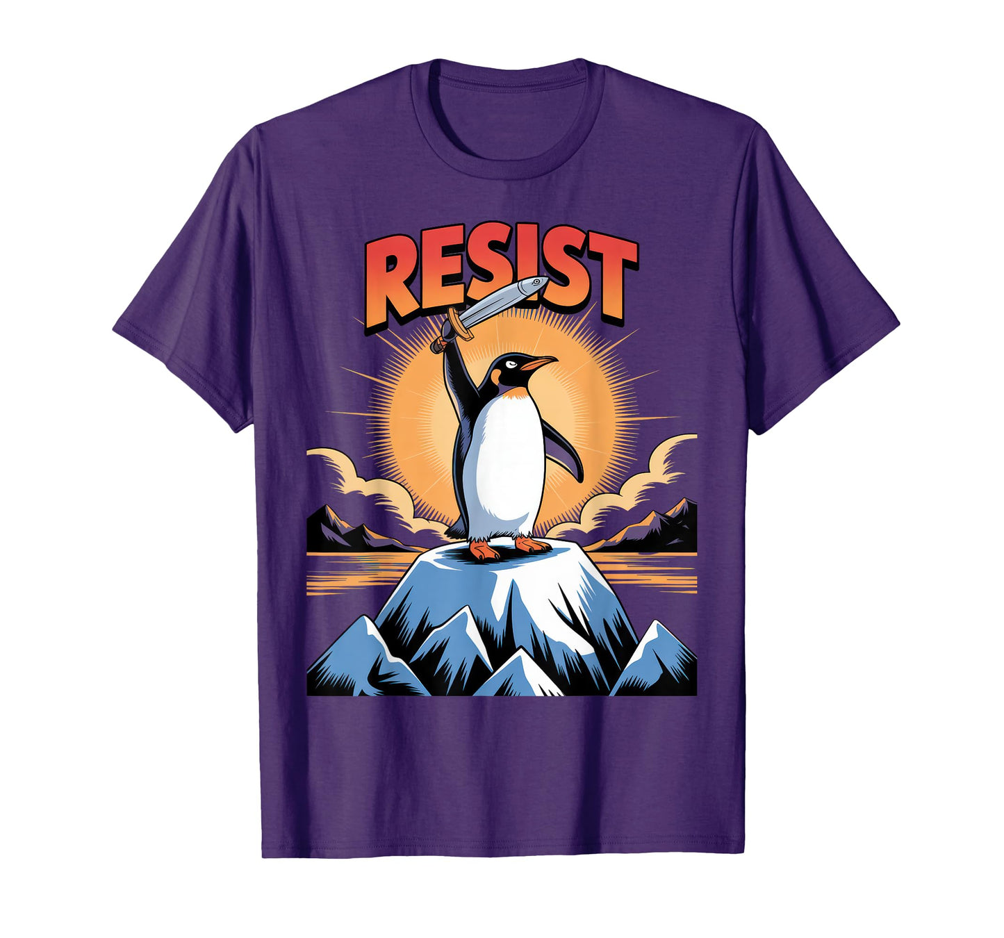 Penguins Protest Against Tariffs Funny Penguin Tariff T-Shirt