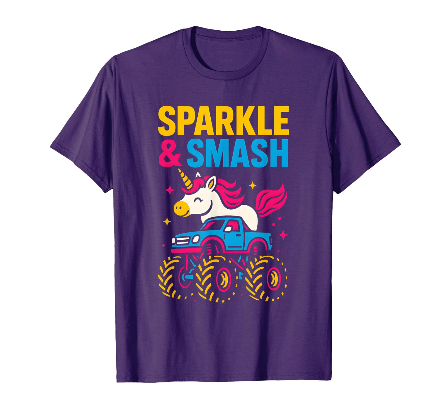 Cute Unicorn Monster Truck Sparkle & Smash Girls Cute T-Shirt