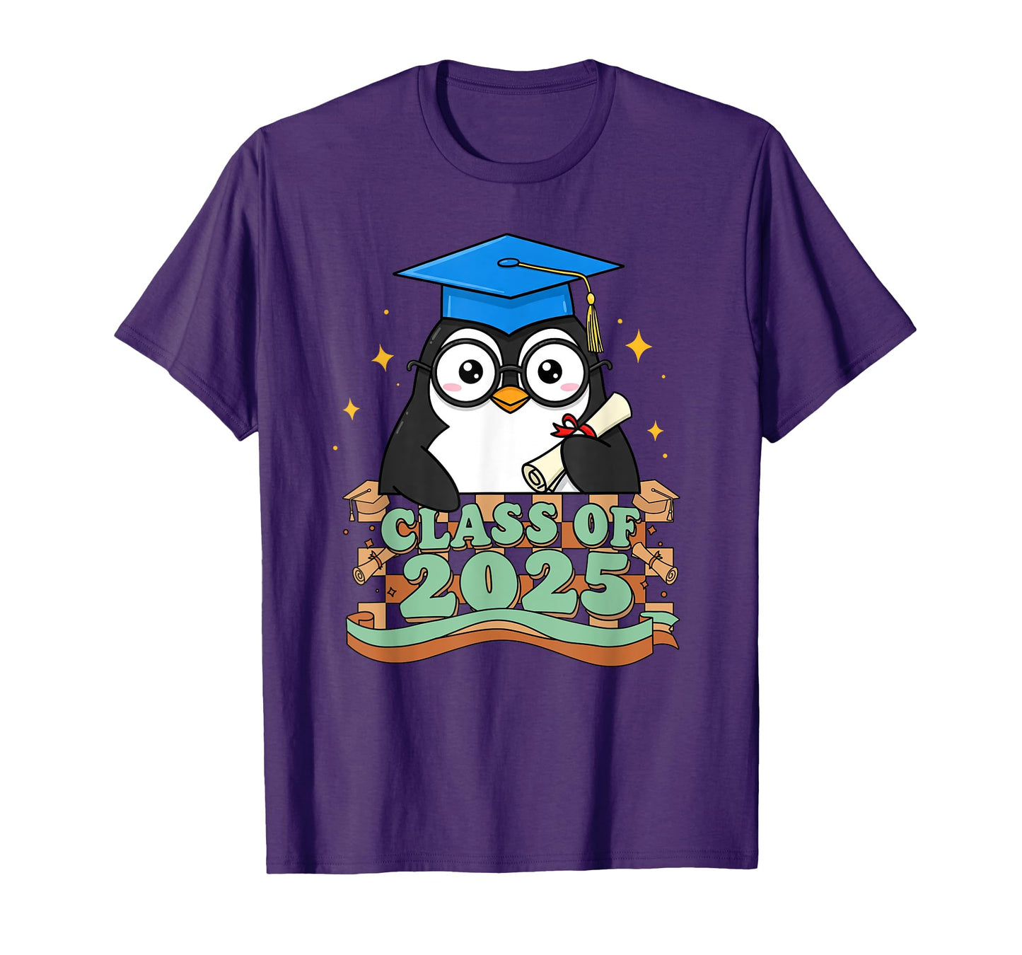 Graduate Penguin Class Of 2025 Kids Mens Womens Graduation T-Shirt