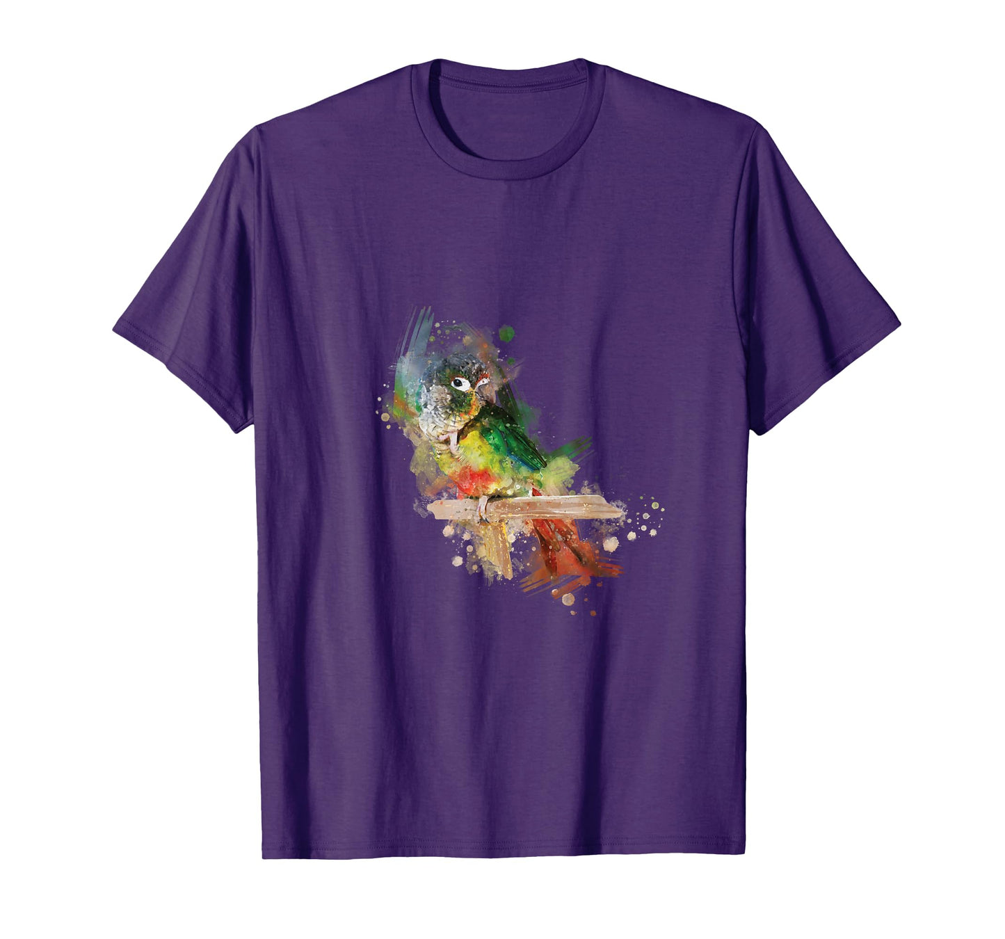 Watercolor Yellow Sided Green Cheek Conure Parrot T-Shirt