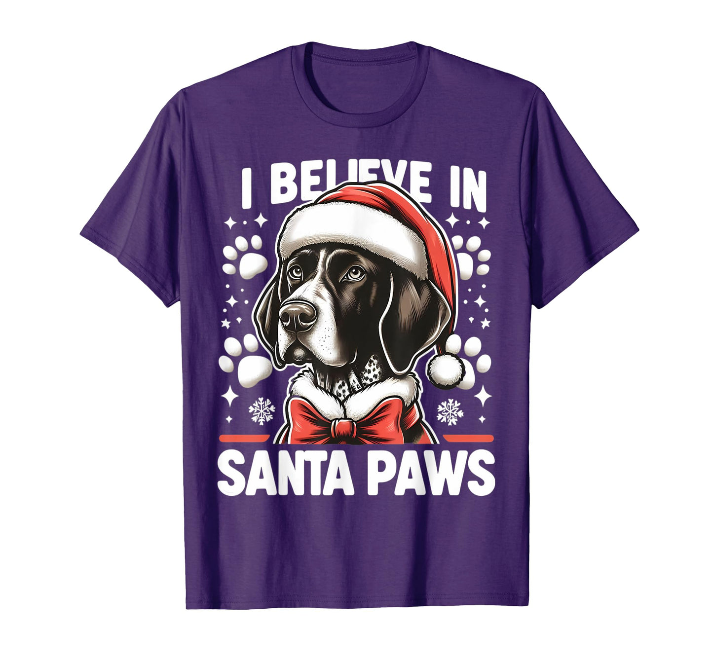 I Believe In Santa Paws German Shorthaired Pointer Christmas T-Shirt