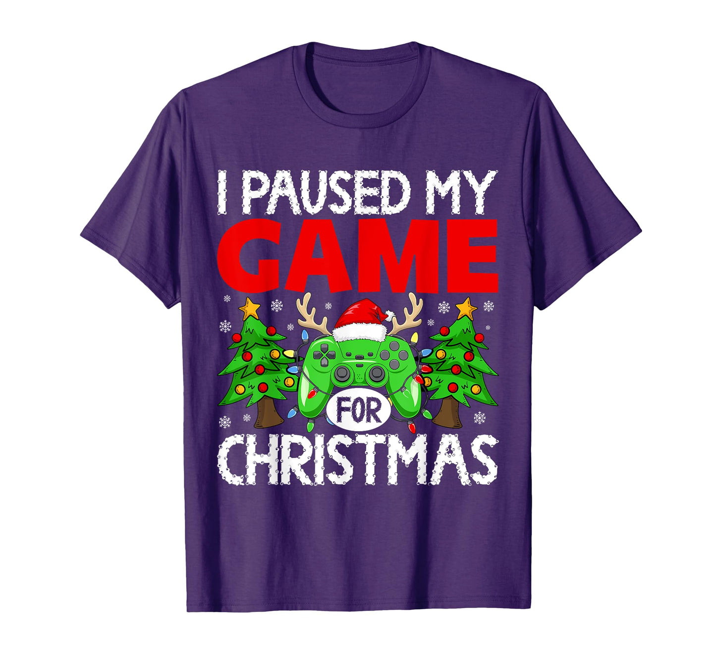 Paused My Game Christmas Gamer Xmas Men Boys Kids Teen T-Shirt