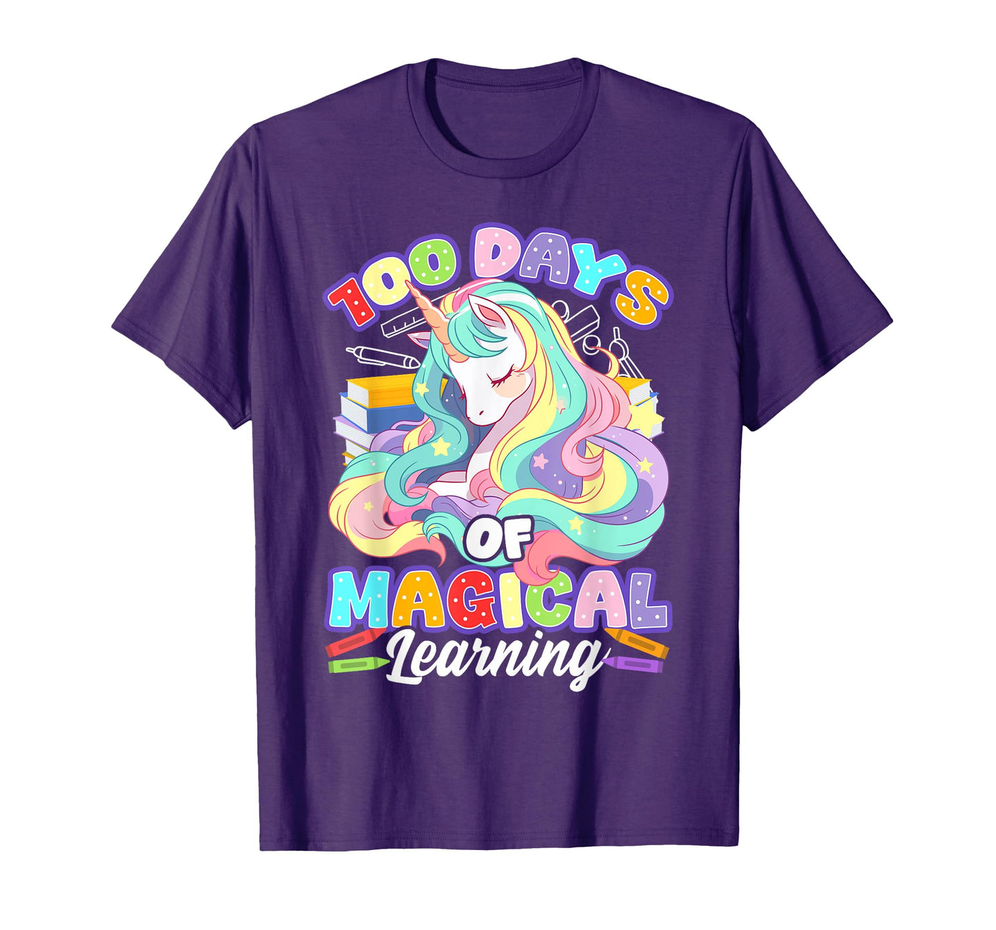 100 Days of School Unicorn Girls 100 Magical Days Girls T-Shirt