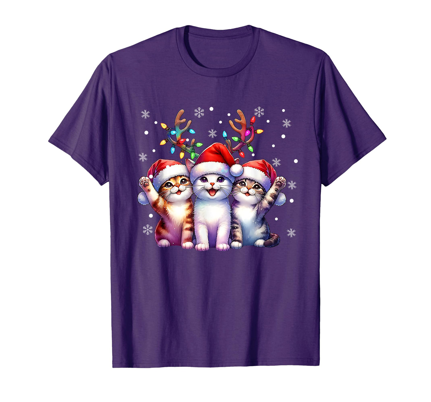 Christmas Cat Santa Reindeer Cat Lover Christmas Cats T-Shirt