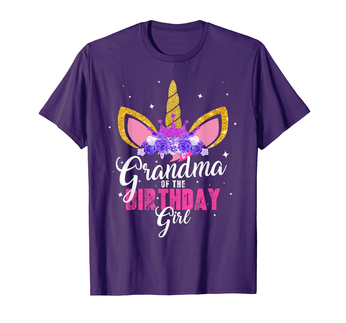 Grandma Of The Birthday Girl Unicorn Princess Grandmother T-Shirt
