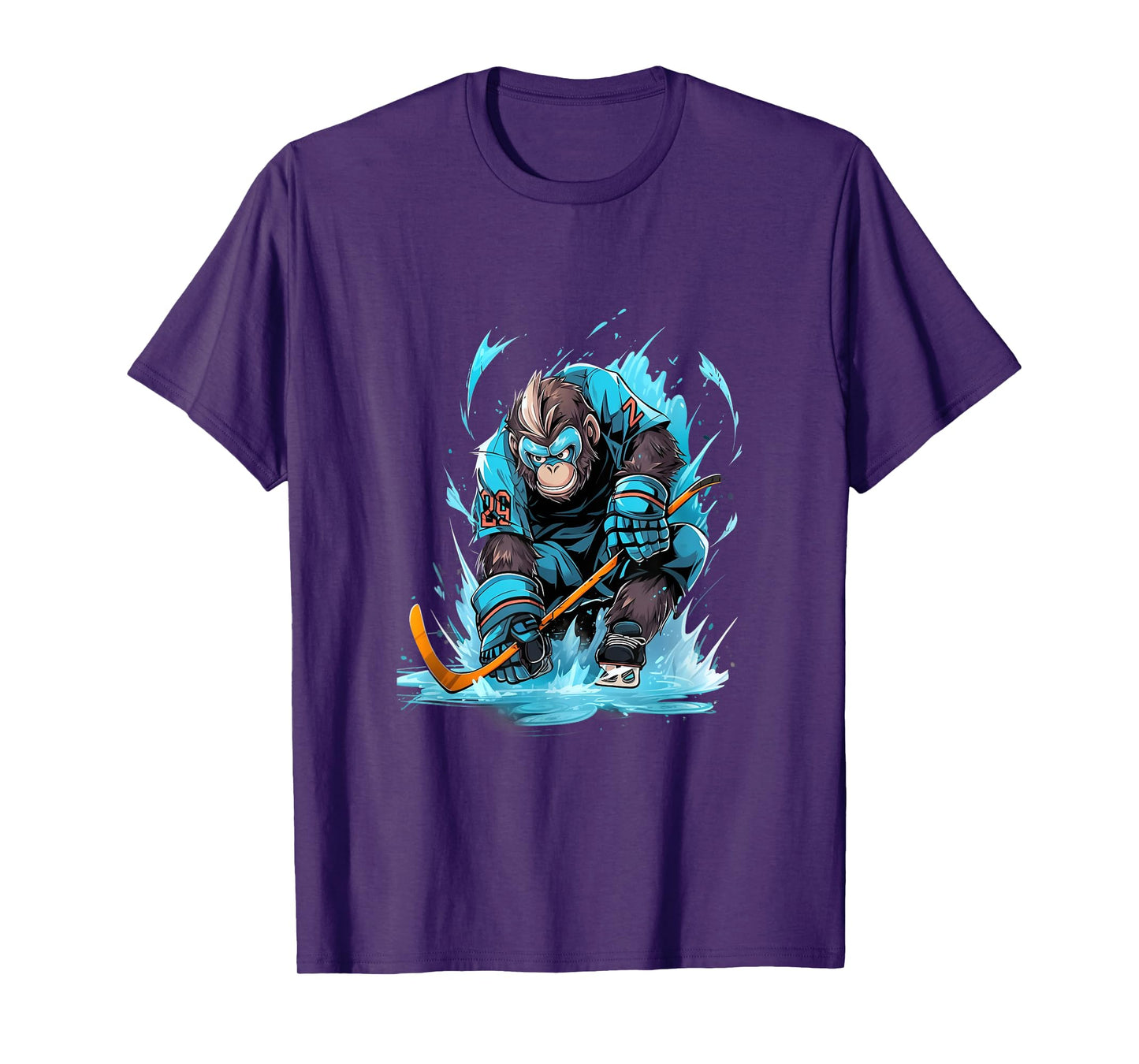 Monkey Ice Hockey Player Hockey Stick Goalkeeper T-Shirt