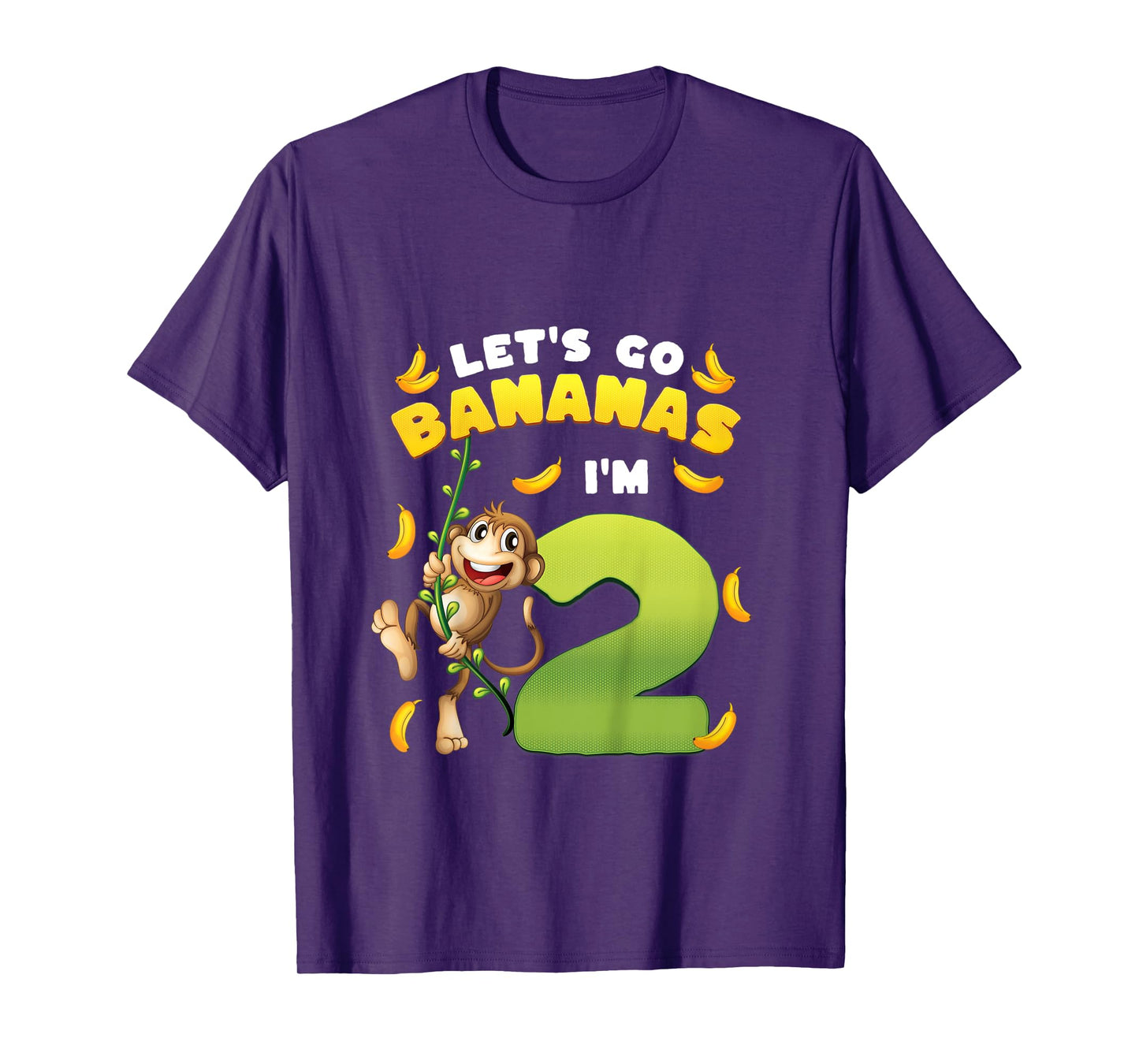 Kids Let's Go Bananas I'm 2 Zoo Animal Jungle Safari 2nd Birthday T-Shirt