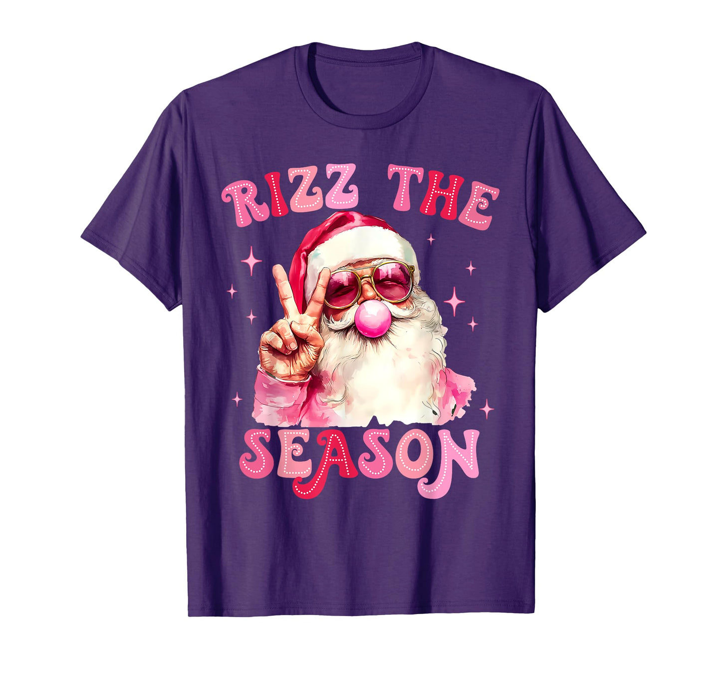 Rizz The Season Santa Pink Bubble Gum Rizzmas Christmas Kids T-Shirt