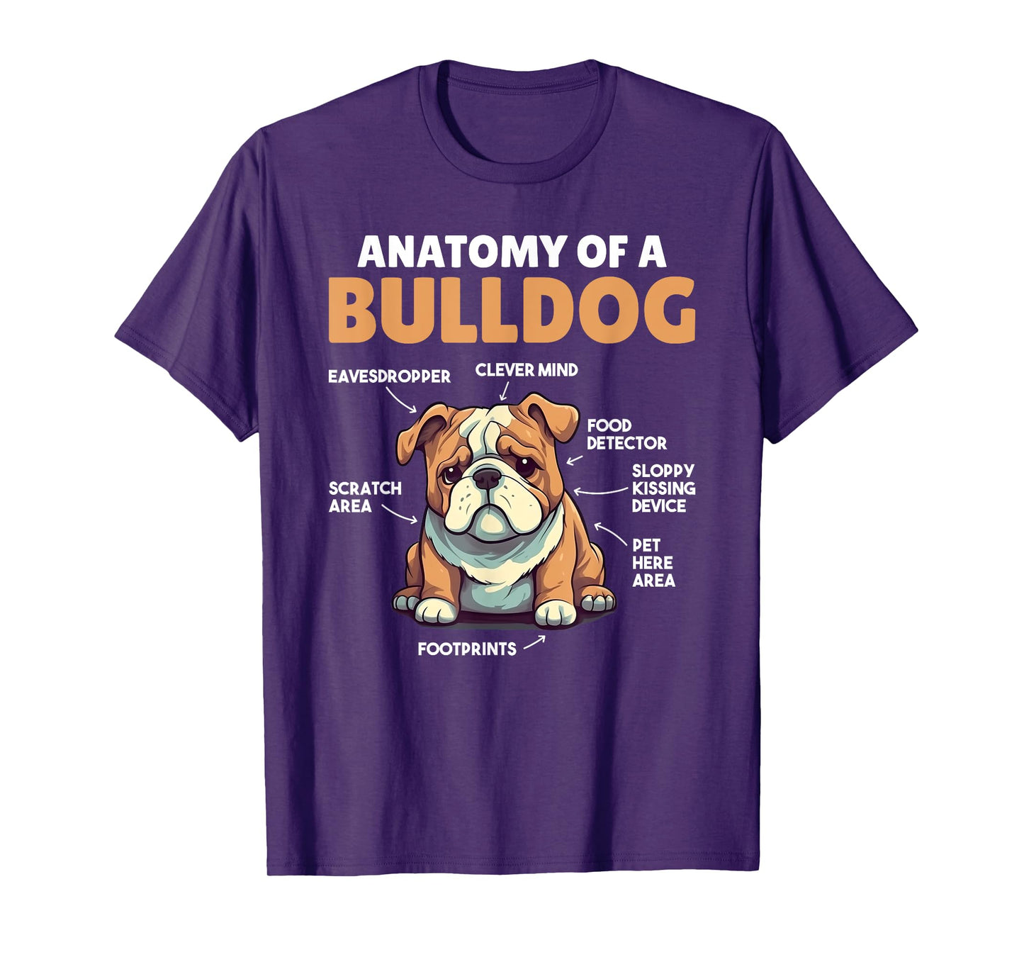 Cute Dogs Explanation Anatomy Of A Bulldog Men Women Girls Kids T-Shirt