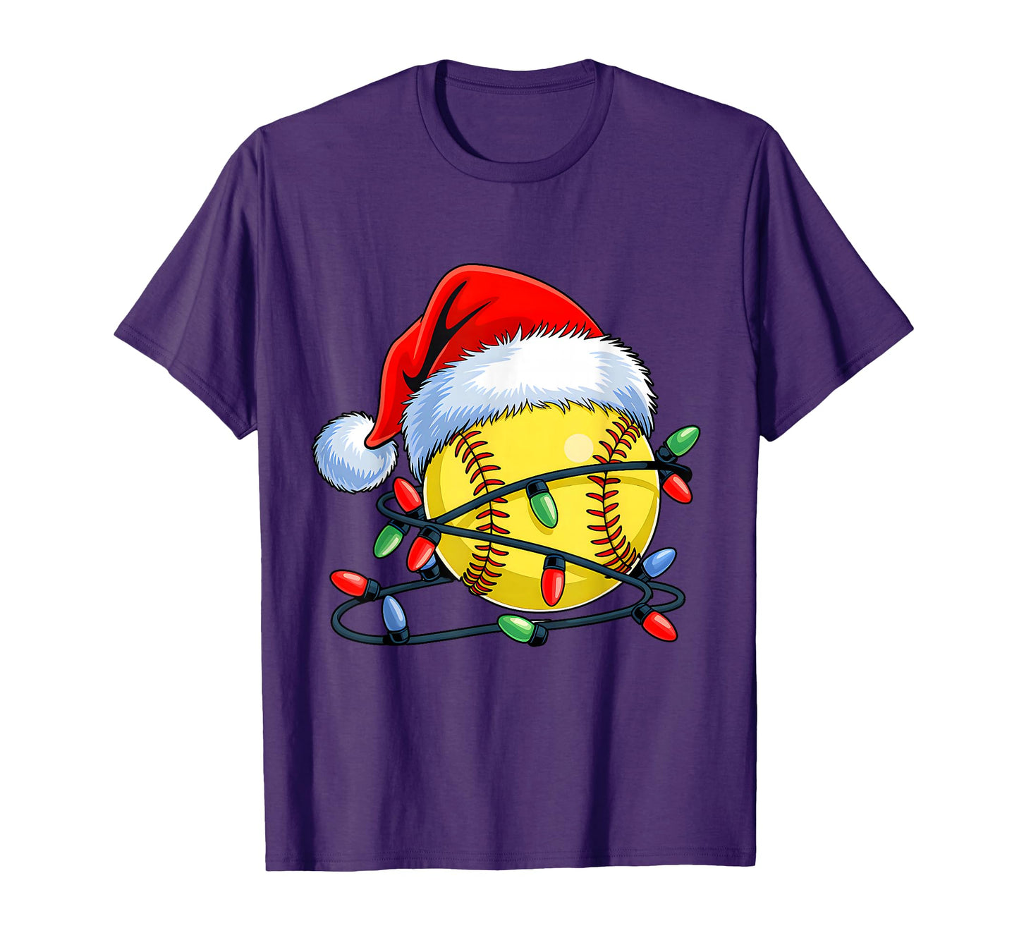 Softball Ball Santa Hat Xmas Funny Christmas Softball Lover T-Shirt