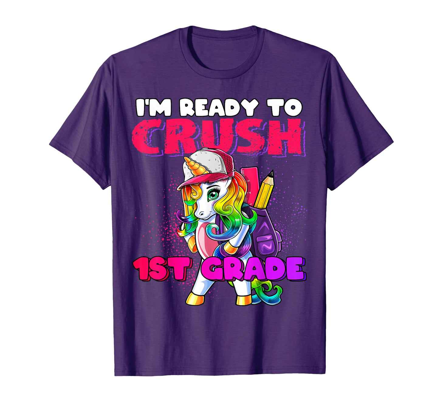 Crush 1st Grade Unicorn Backpack Back to School Girls T-Shirt