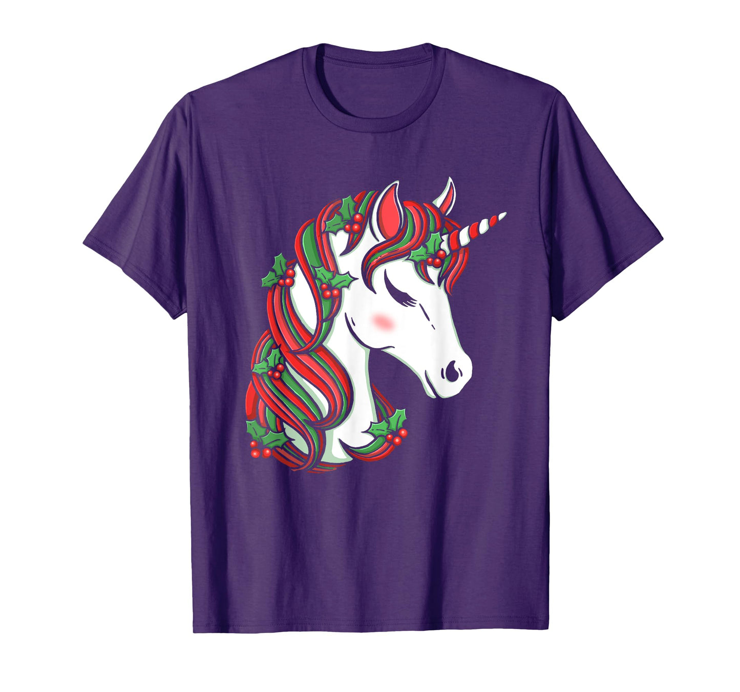 Cute Candy Cane Unicorn Christmas Matching Top T-Shirt