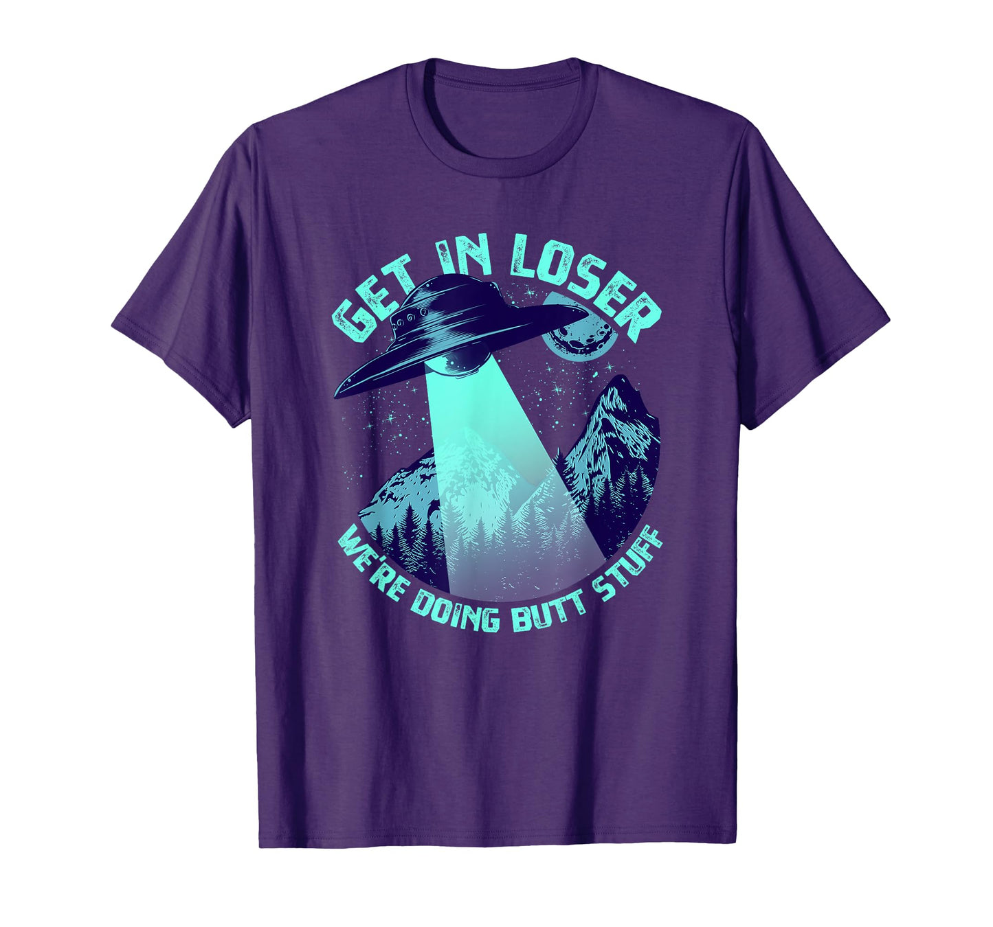 Vintage Get In Loser Alien Bigfoot Tees Alien Abduction T-Shirt - Unisex-Adults - Black - Short Sleeve - Small - Crew Neck - Classic Fit - UFO, Alien, Bigfoot, Sci-Fi & Fantasy Enthusiasts