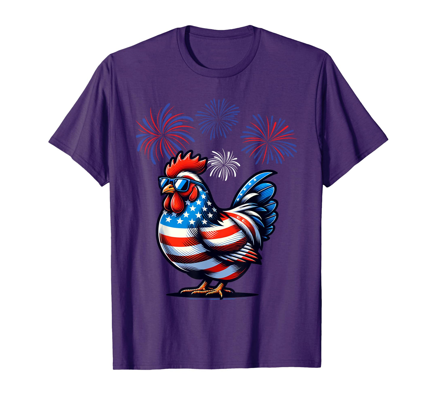 Red White Blue Chicken Farm Animal Patriotic 4th Of July T-Shirt