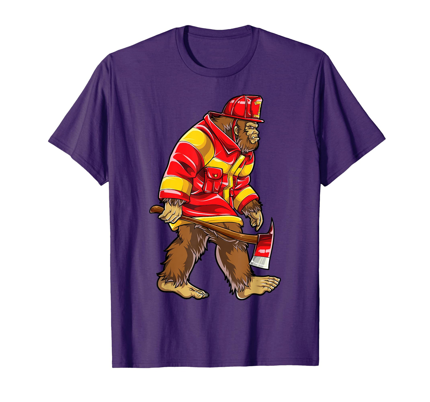 Bigfoot Firefighter Men Thin Red Line Sasquatch Lovers Funny T-Shirt