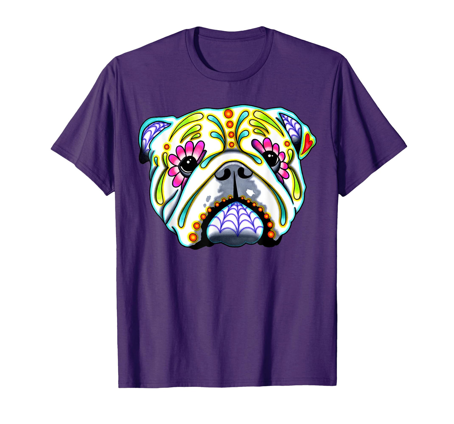 English Bulldog - Day of the Dead Sugar Skull Dog T-Shirt for Men Women Girls Kids