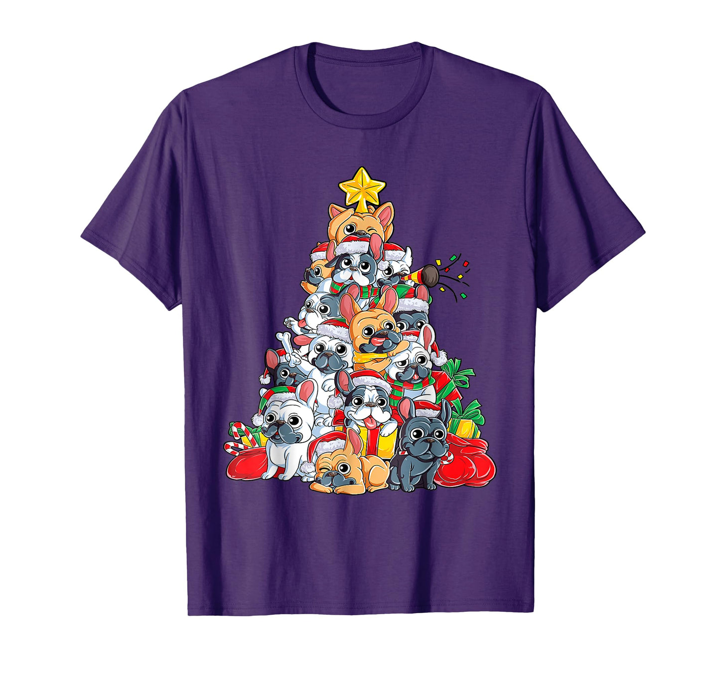 French Bulldog Christmas Tree Dog Santa Hat Xmas Boys Dogmas T-Shirt