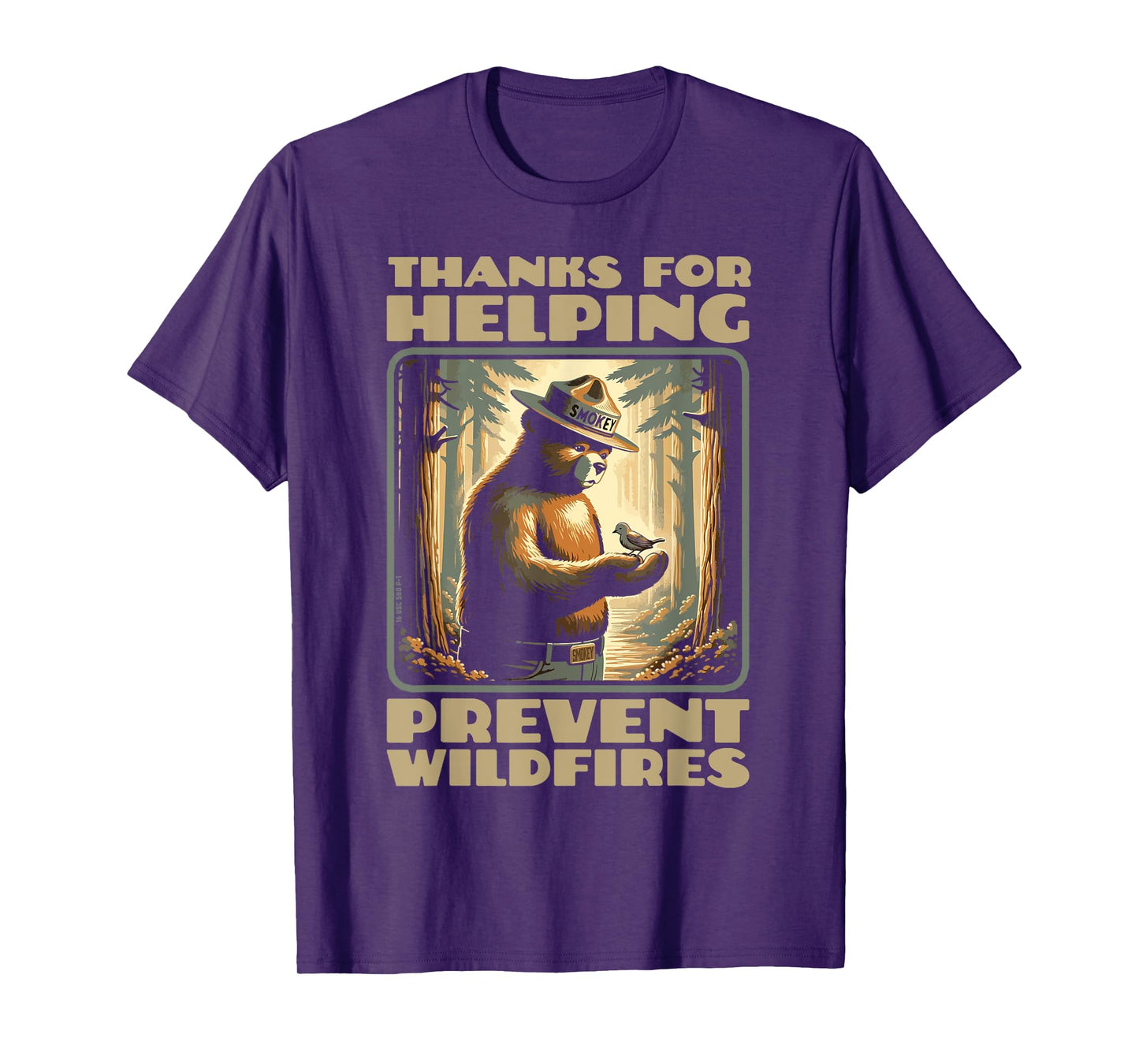 Smokey Bear & Baby Bird Forest Friend - Thanks For Helping T-Shirt