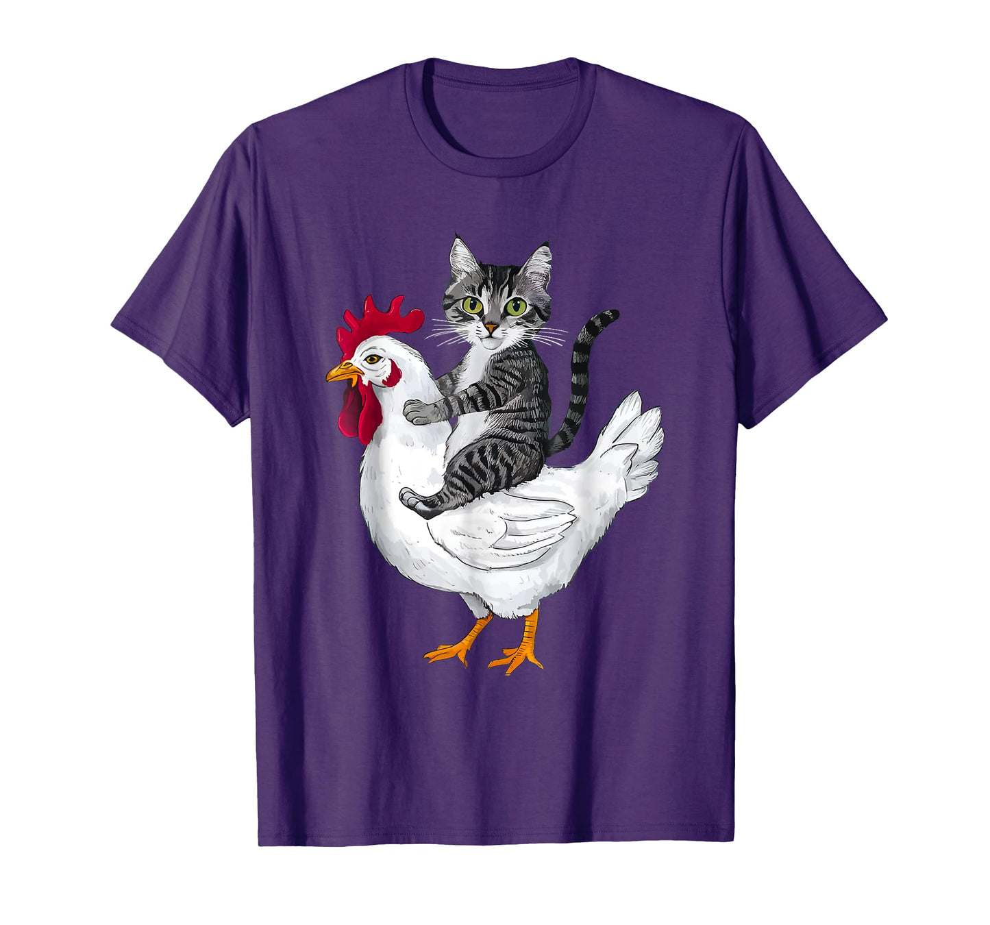 Funny Cat Riding Chicken T-Shirt for Men Women Girls Kids