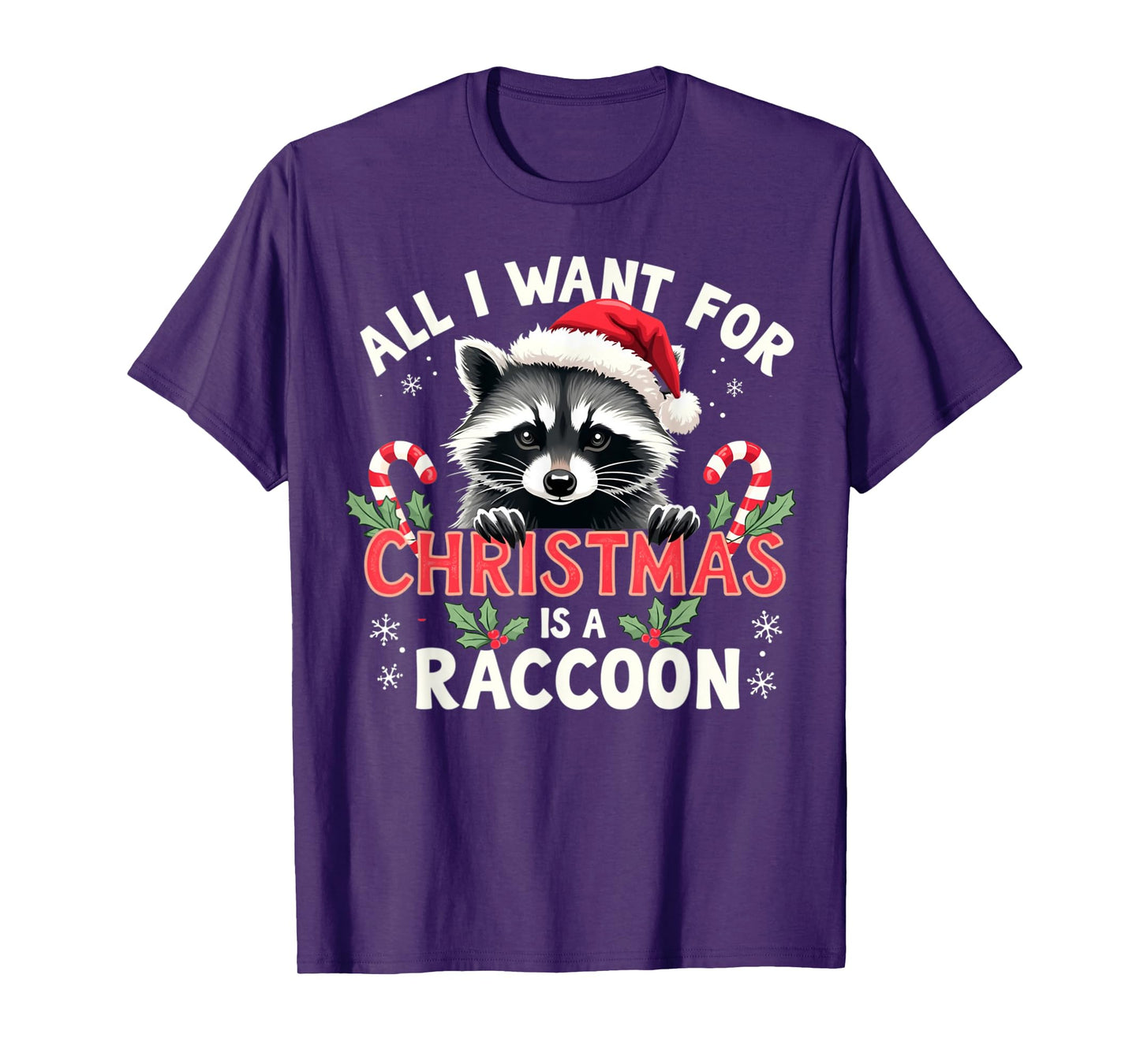 Xmas Lighting Santa I Want For Christmas Is A Raccoon T-Shirt