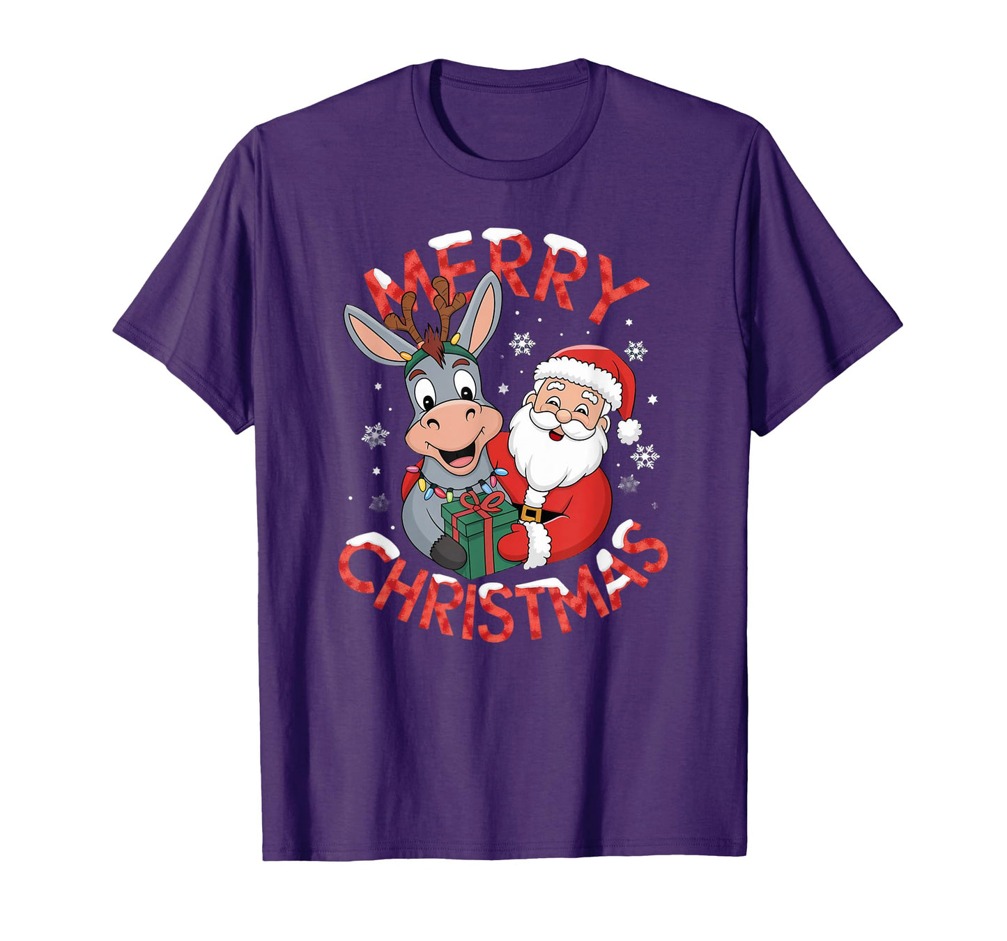 Cute Xmas Donkey Santa on Donkey Christmas T-Shirt