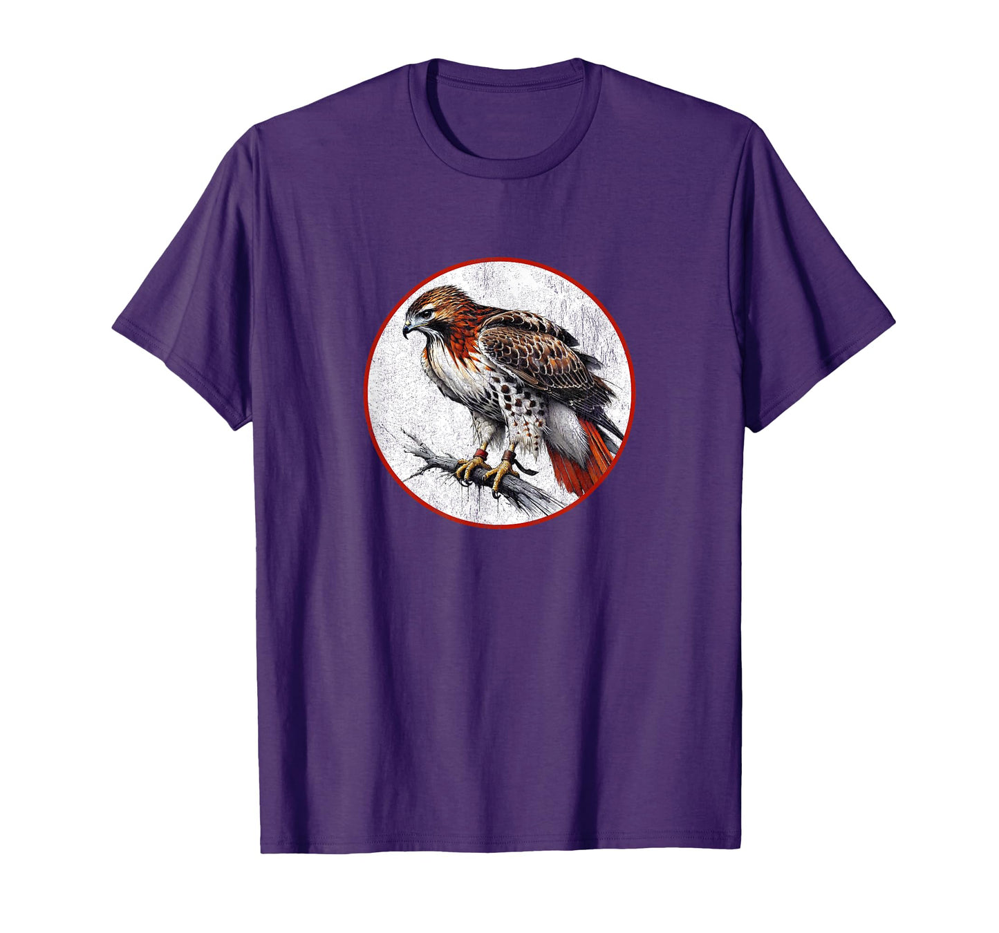 Colorful Retro Red Tailed Hawk Bird Design T-Shirt