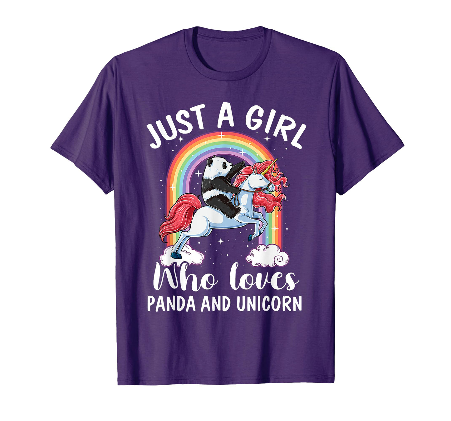 Just A Girl Who Loves Pandas And Unicorns Panda Ride Unicorn T-Shirt