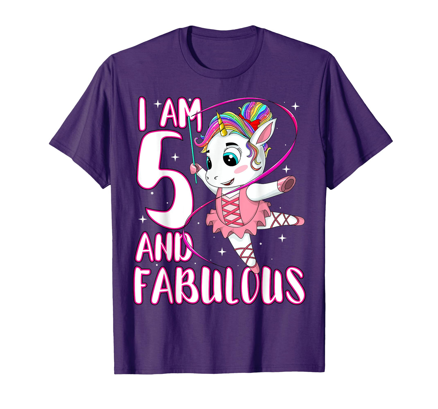 Children I Am 5 and Fabulous Unicorn Birthday Girl T-Shirt