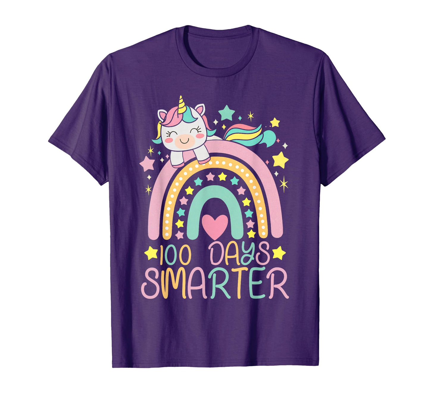 100 Days Smarter Kids Girls Unicorn 100th Day of School T-Shirt