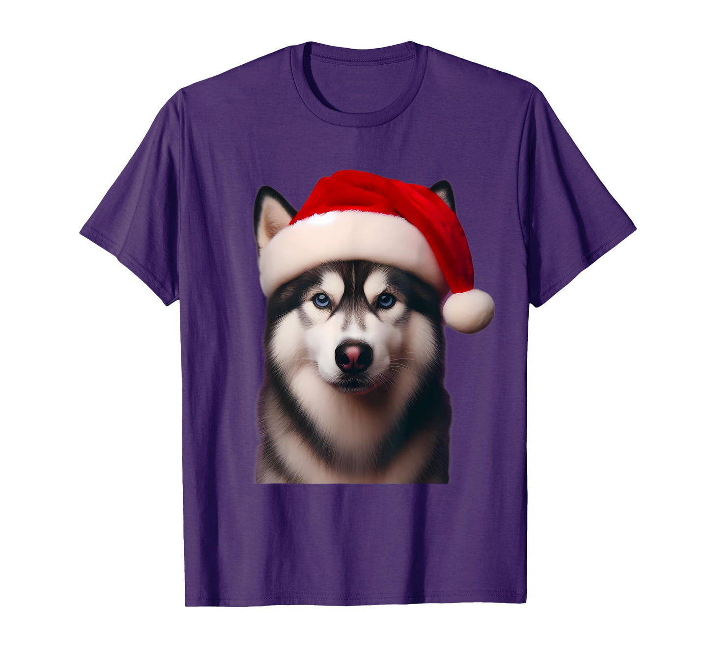 Siberian Husky With Santa Hat Christmas Xmas Dog Owner Lover Men Women Kids T-Shirt