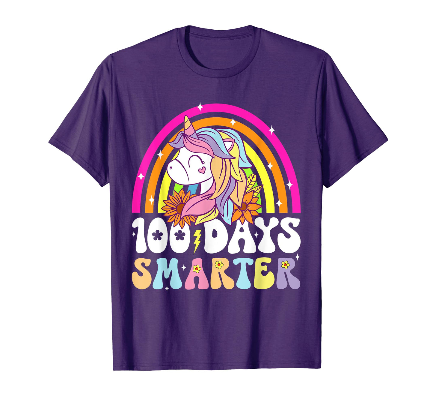 100th Day Of School Teacher 100 Days Smarter Rainbow Unicorn T-Shirt
