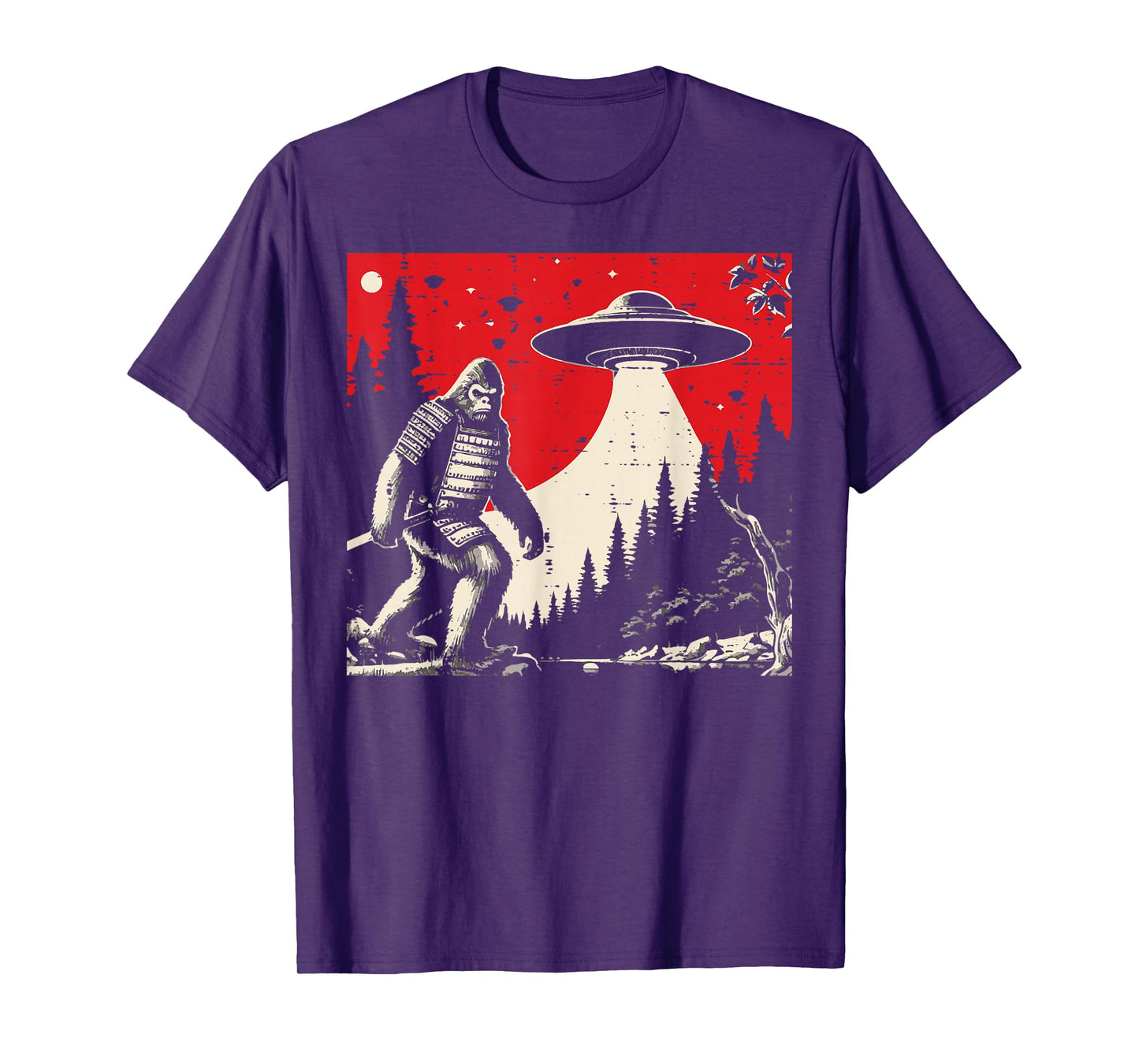 Japanese Bigfoot Samurai UFO Alien Sasquatch Men Women Kids T-Shirt