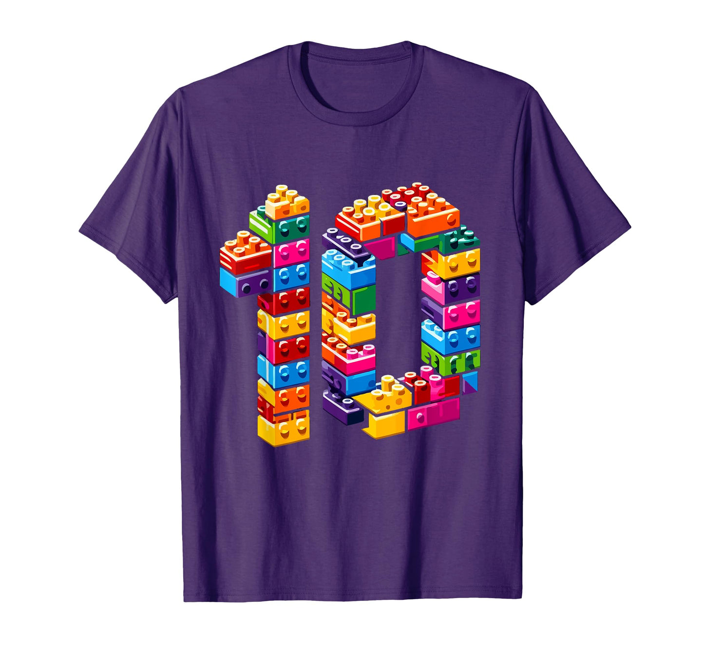10 Year Old Blocks Building Master Builder 10th Birthday Boy T-Shirt