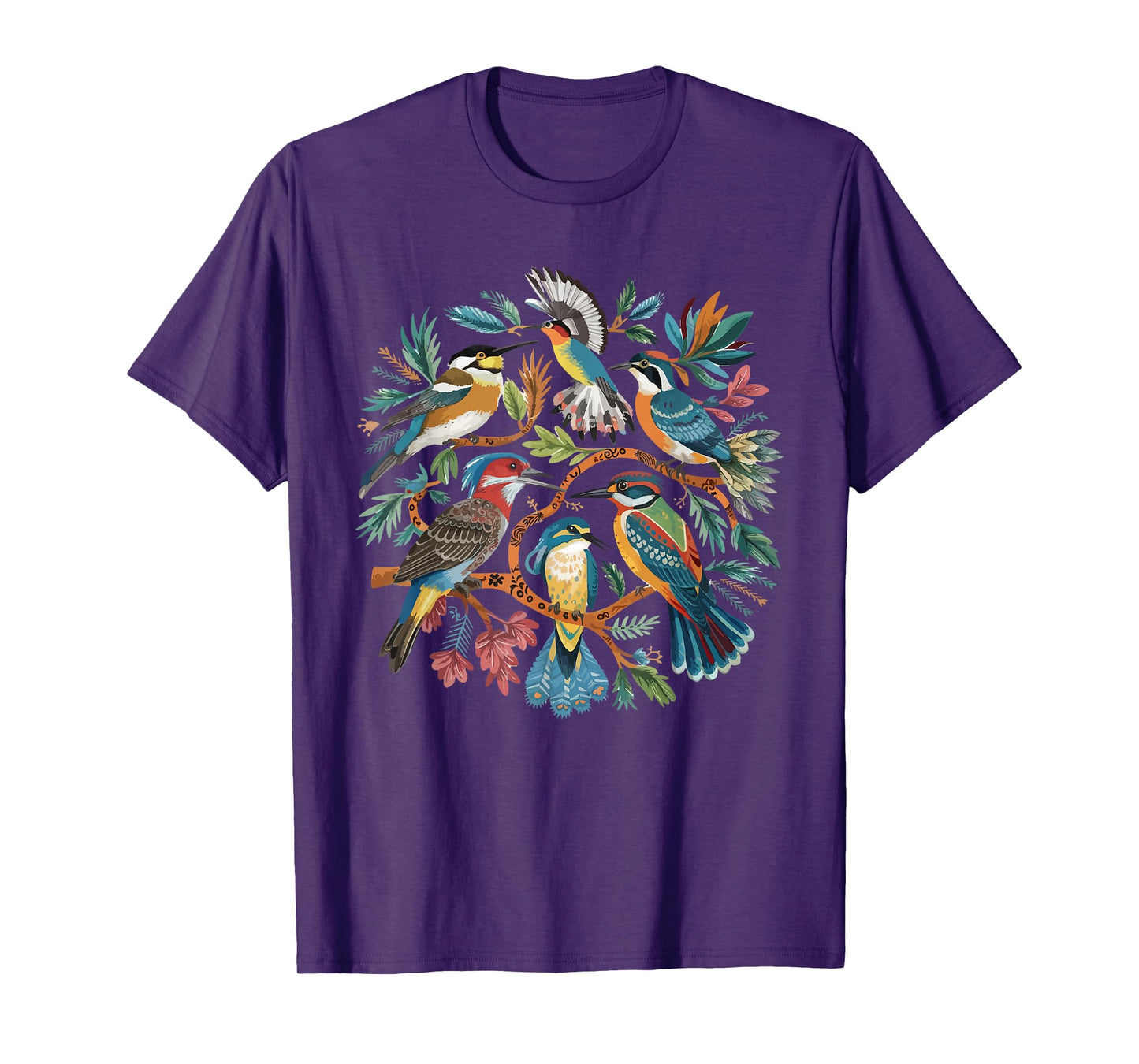 Enchanted Forest Bird Gathering Artistic Bird Watching T-Shirt
