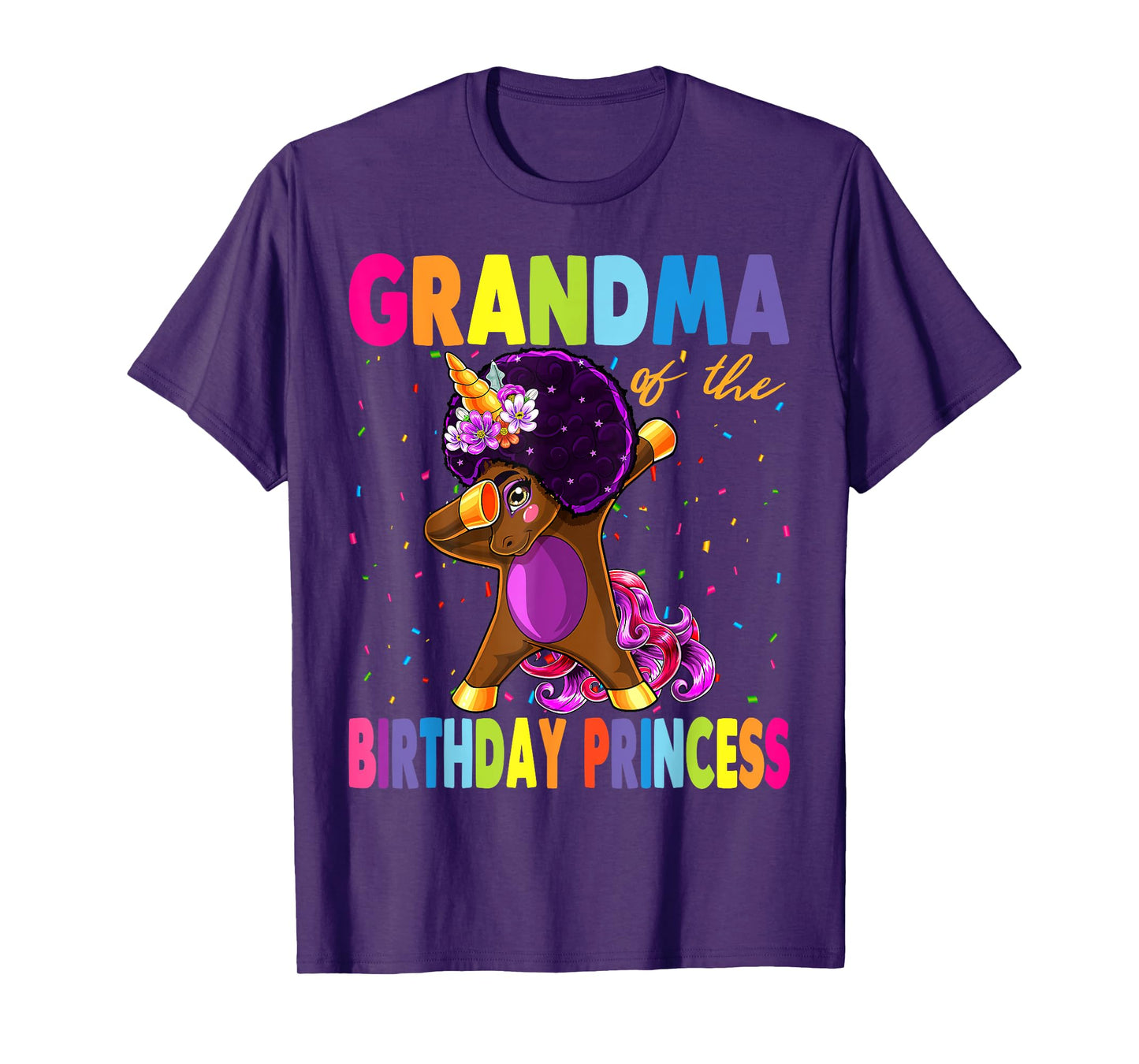 Dabbing Unicorn Afro Grandma of the Birthday Princess T-Shirt