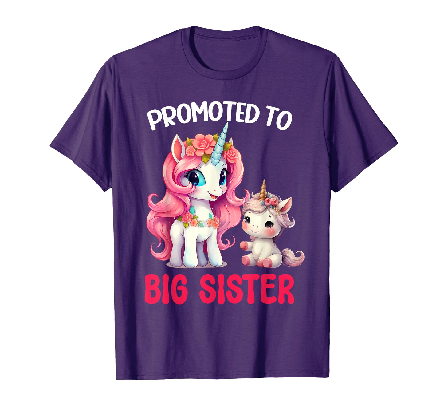 Promoted to Big Sister Girls Cute Unicorn Older Sister T-Shirt