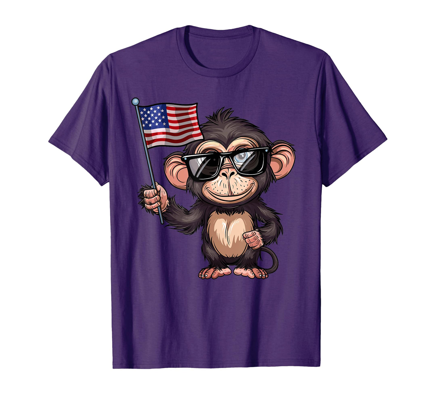 Monkey USA Flag - Funny Monkey Lovers 4th of July Women Girls Kids Men T-Shirt