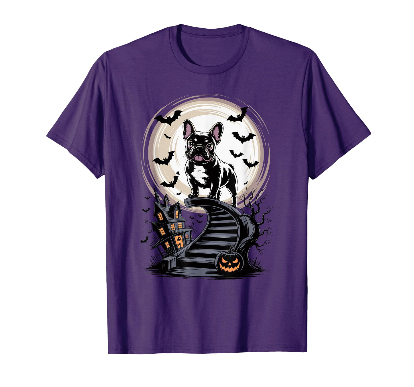 Spooky Halloween Moon French Bulldog Frenchie T-Shirt