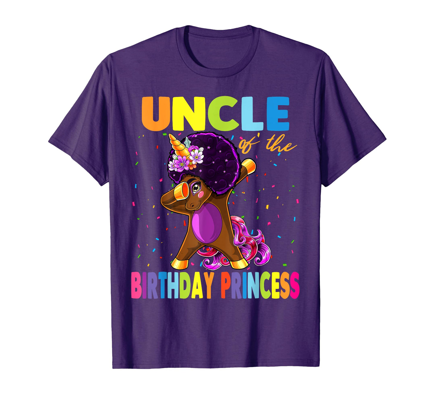 Dabbing Unicorn Afro Uncle of the Birthday Princess T-Shirt