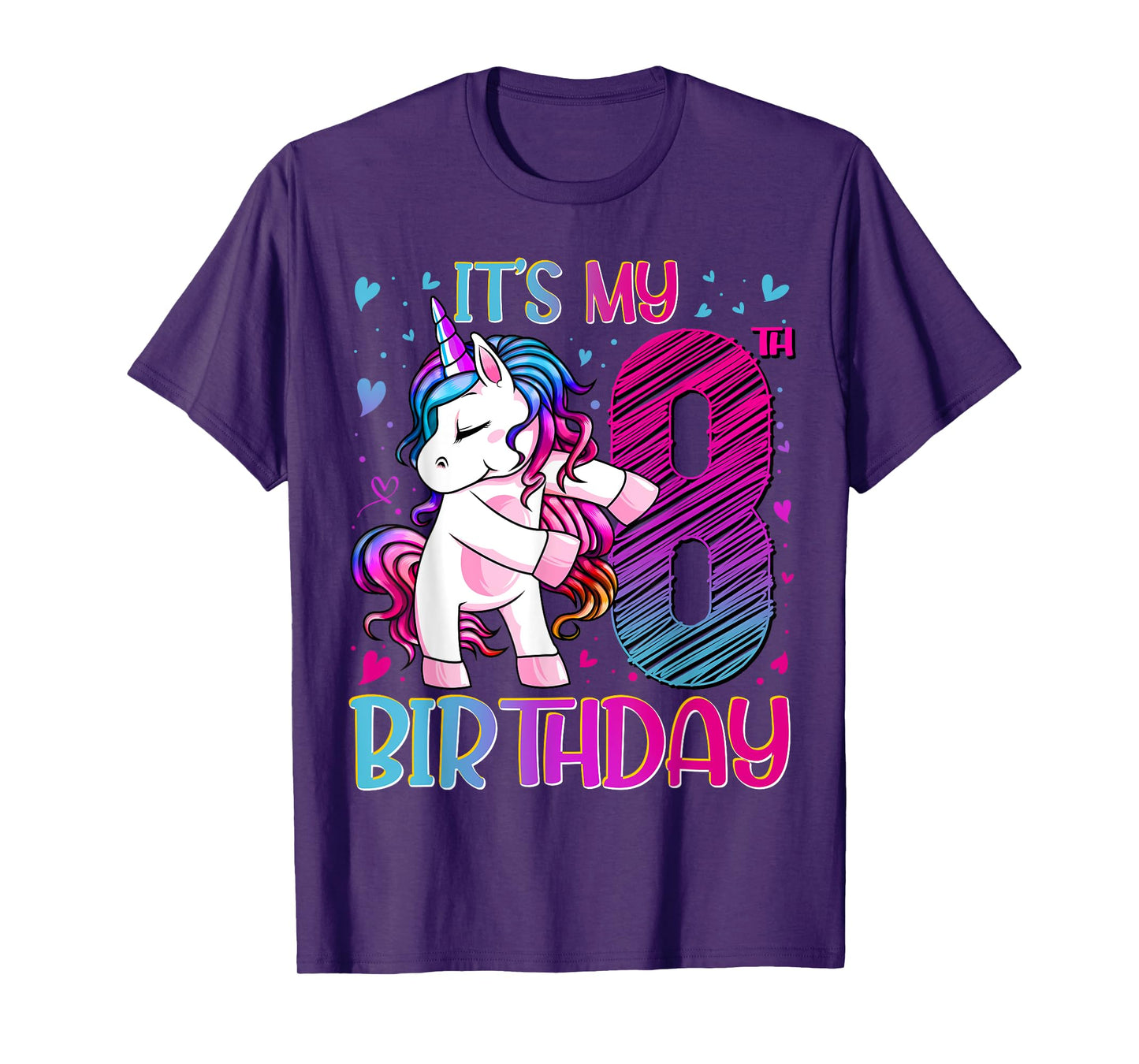 8 Year Old Gifts Unicorn Flossing 8th Birthday Girl Party T-Shirt