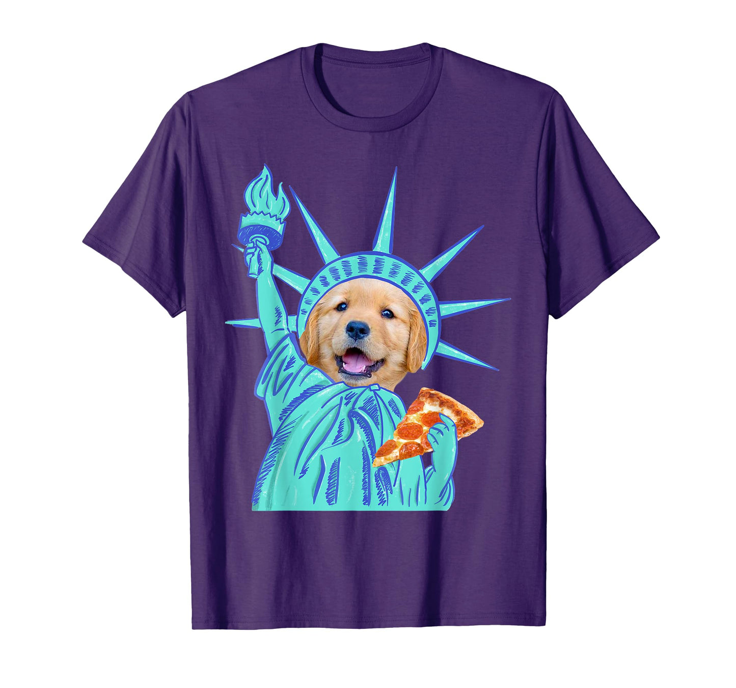 Statue Of Liberty Dog Shirt Animal Lover Pizza Slice T-Shirt for Men Women Kids