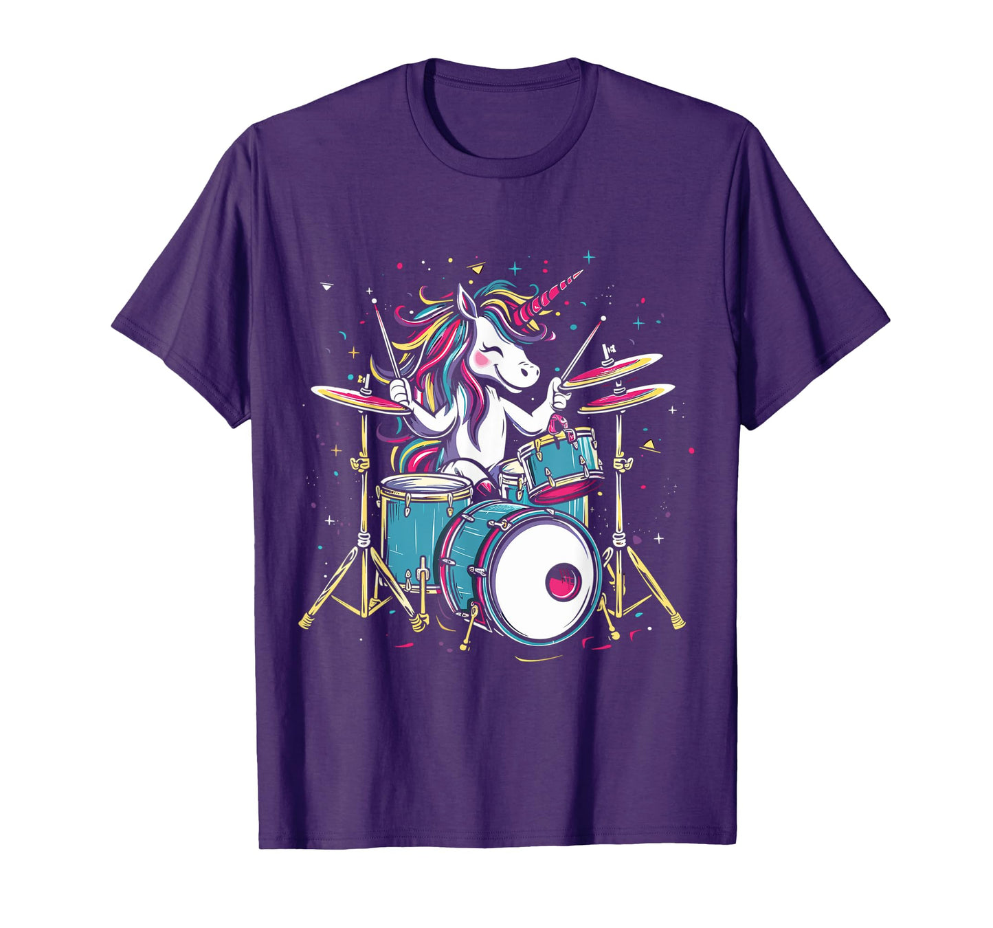 Funny Unicorn Playing Drums Drummer Musician Band Drumming T-Shirt