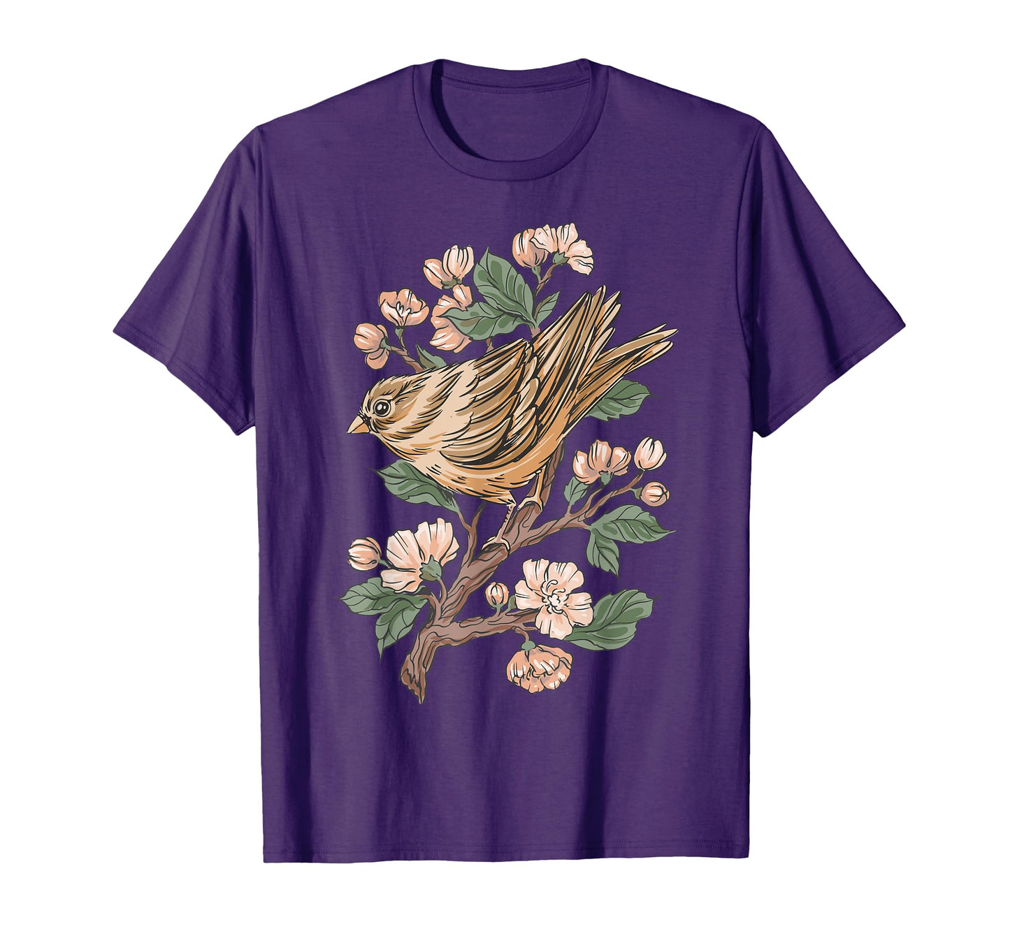 Sparrow Bird and Cherry Blossom T-Shirt