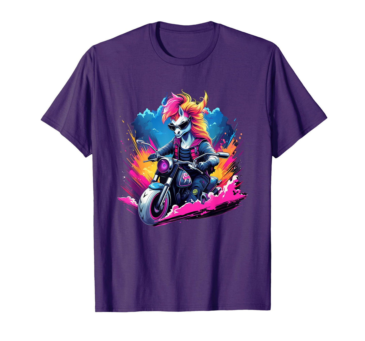 Biker Unicorn Riding Motorcycle T-Shirt