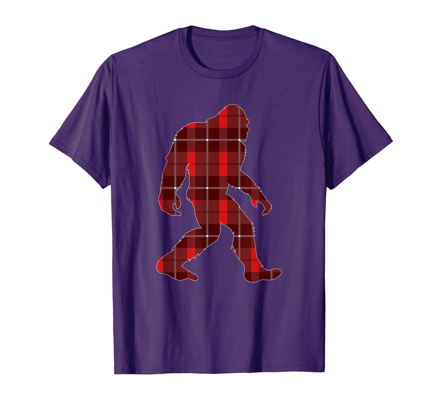 Red Plaid Bigfoot Christmas Family Matching Pajama Gift T-Shirt